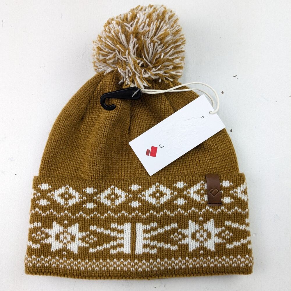 Obermeyer Nordic Pom Beanie Cortado (Caramel/White Fair Isle) - One Size Adult